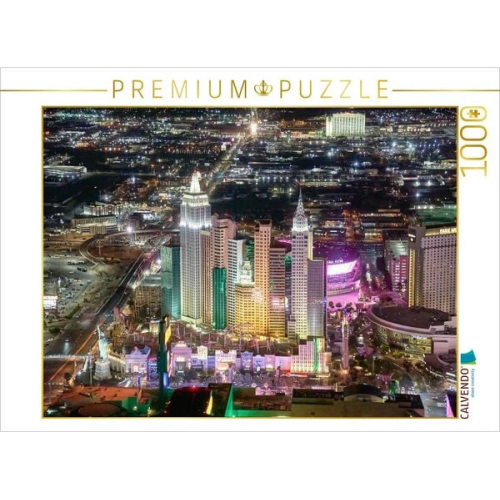 CALVENDO Puzzle Las Vegas Skyline bei Nacht | 1000 Teile Lege-Größe 64x48cm Foto-Puzzle für glückliche Stunden