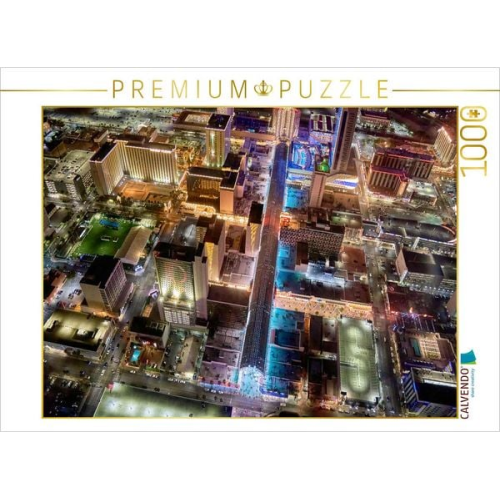 CALVENDO Puzzle Fremont Street Luftaufnahme bei Nacht | 1000 Teile Lege-Größe 64x48cm Foto-Puzzle für glückliche Stunden