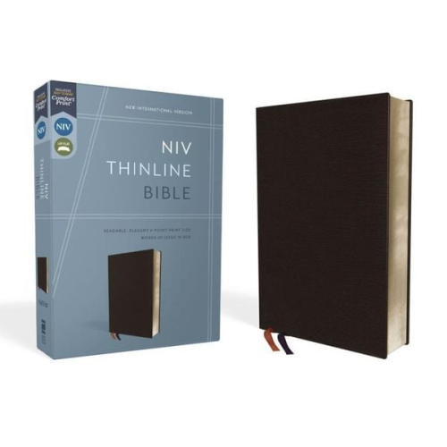 Zondervan - NIV, Thinline Bible, Bonded Leather, Black, Red Letter Edition