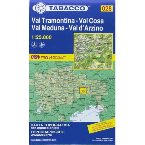 Tabacco Wandern 1 : 25 000 Val Tramontina. Val Cosa