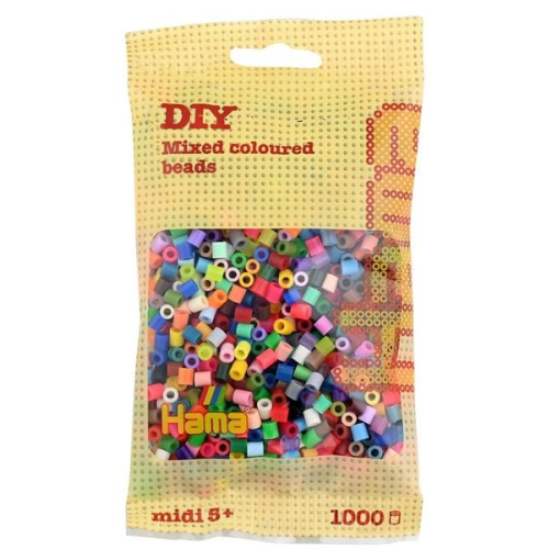 Hama 207-68 - DIY Bügelperlen Midi 5+, ca. 1000 Stück, Mix 68 Vollton