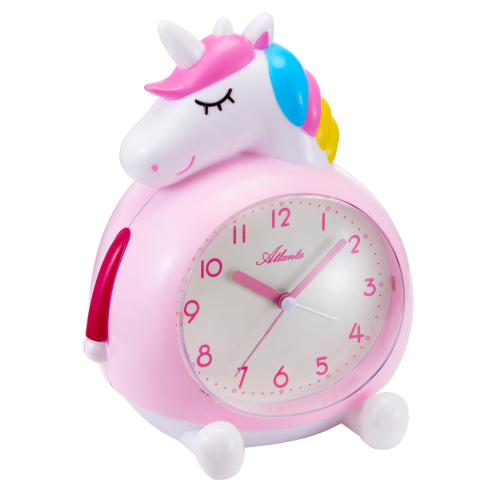 Atlanta 2163/17 Kinderwecker mit Leisegang Einhorn Rosa/Weiß