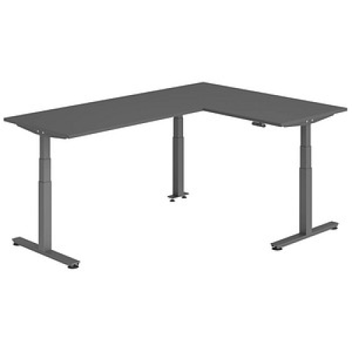 HAMMERBACHER XDSMW1616 elektrisch höhenverstellbarer Schreibtisch grafit rechteckig, T-Fuß-Gestell grau 160,0 x 240,0 cm