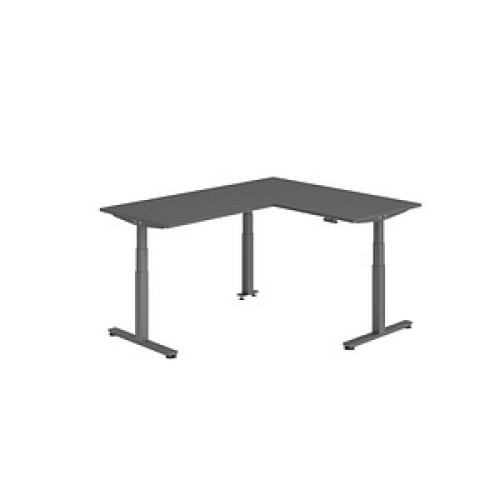 HAMMERBACHER XDSMW1612 elektrisch höhenverstellbarer Schreibtisch grafit rechteckig, T-Fuß-Gestell grau 160,0 x 200,0 cm