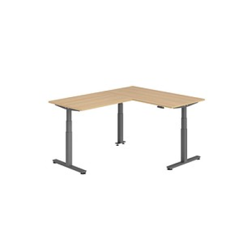 HAMMERBACHER XDSMW1612 elektrisch höhenverstellbarer Schreibtisch eiche rechteckig, T-Fuß-Gestell grau 160,0 x 200,0 cm