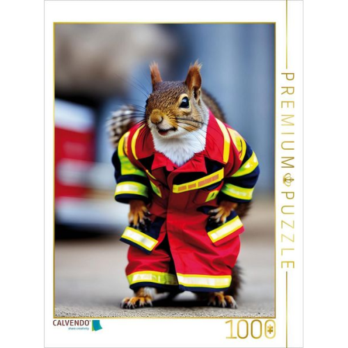 CALVENDO Puzzle Ein Motiv aus dem Kalender Feuerwehr - Tierischer Feuerwehrkalender | 1000 Teile Lege-Größe 64x48cm Foto-Puzzle für glückliche Stunden