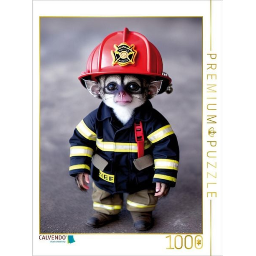 CALVENDO Puzzle Ein Motiv aus dem Kalender Feuerwehr - Tierischer Feuerwehrkalender | 1000 Teile Lege-Größe 64x48cm Foto-Puzzle für glückliche Stunden
