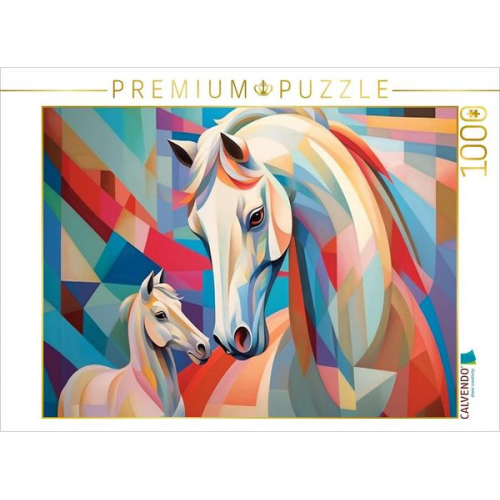 CALVENDO Puzzle Wunderschöne weiße Stute mit Fohlen - Pferde | 1000 Teile Lege-Größe 64x48cm Foto-Puzzle für glückliche Stunden