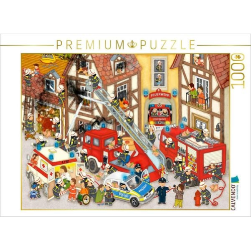 CALVENDO Puzzle Feuerwehr in meinem Dorf | 1000 Teile Lege-Größe 64x48cm Foto-Puzzle für glückliche Stunden