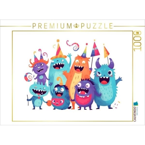 CALVENDO Puzzle Lustige Monster feiern eine Party. Geburtstagsparty | 1000 Teile Lege-Größe 64x48cm Foto-Puzzle für glückliche Stunden