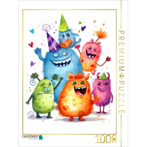 CALVENDO Puzzle Partymonster zum Neujahr | 1000 Teile Lege-Größe 64x48cm Foto-Puzzle für glückliche Stunden