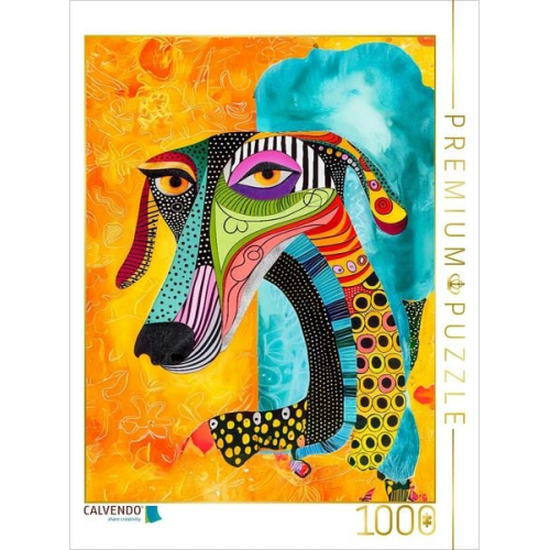 CALVENDO Puzzle Pop-Art Hundeporträt im Retro-Stil | 1000 Teile Lege-Größe 64x48cm Foto-Puzzle für glückliche Stunden
