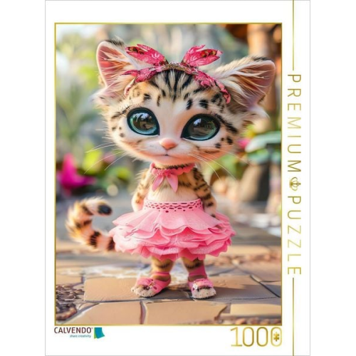 CALVENDO Puzzle Zauberhafte Katze im pinken Rock | 1000 Teile Lege-Größe 64x48cm Foto-Puzzle für glückliche Stunden