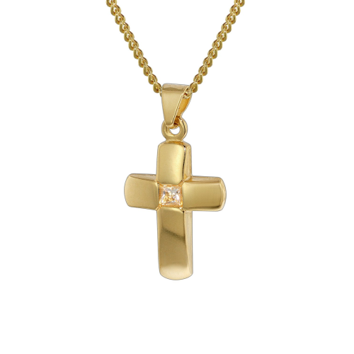 trendor 35794 Kreuz-Anhänger Gold 333 mit vergoldeter Kette für Kinder