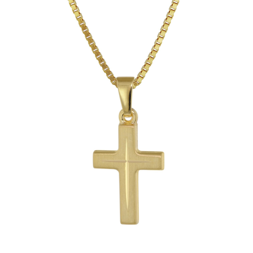trendor 39575 Kreuz-Anhänger für Kinder Gold 333 + goldplattierte Silberkette