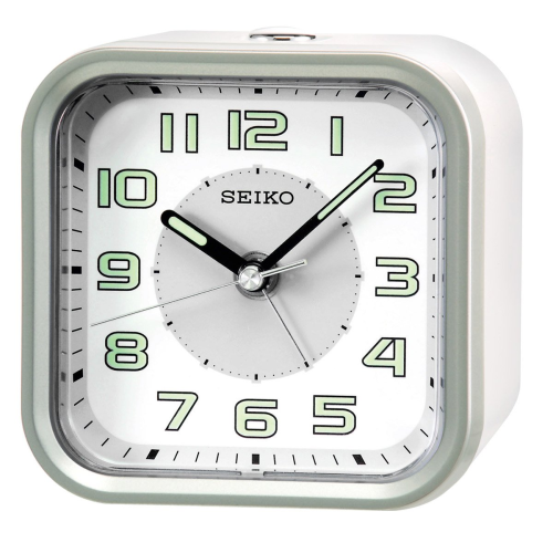 Seiko QHE128A Wecker ohne Ticken weiß / silber