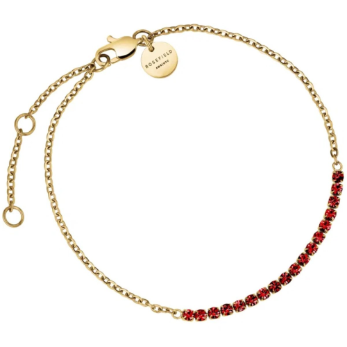 Rosefield JBTSG-J907 Damen-Armband Tennisarmband Siam Rot Goldfarben