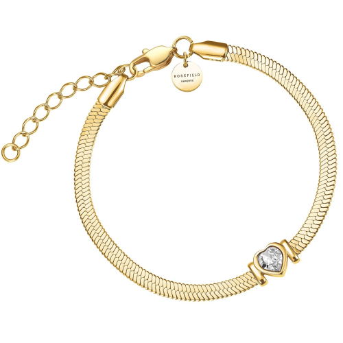 Rosefield JBSWG-J1010 Damen-Armband Snake Heart Goldfarben Weißer Kristall