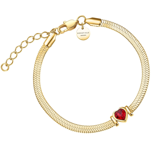 Rosefield JBSRG-J1012 Damen-Armband Snake Heart Goldfarben Roter Kristall
