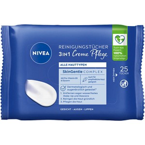 NIVEA Feuchttücher 3IN1 Creme Pflege weiß, 25 Tücher