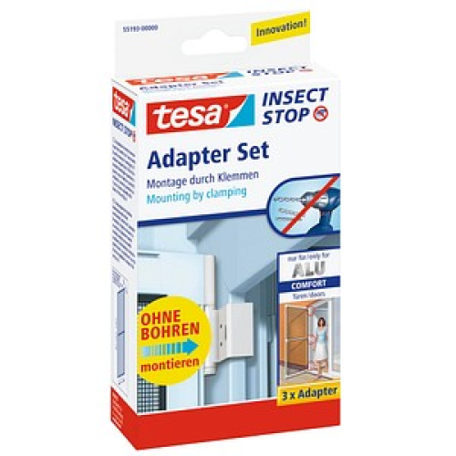 tesa Klemmscharnier für Fliegengitter Insect Stop Alu Comfort Adapter Set weiß