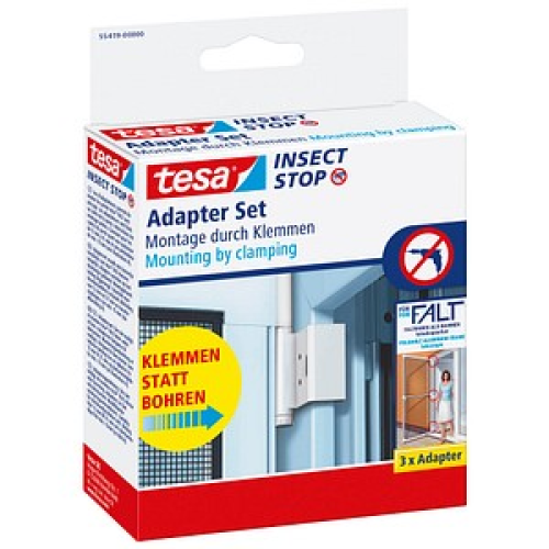 tesa Klemmscharnier für Fliegengitter Insect Stop Falt Adapter Set weiß
