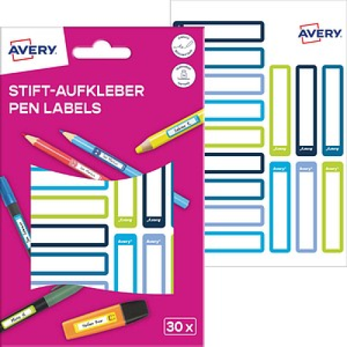 AVERY Zweckform Stiftetiketten Rahmen, farblich sortiert 10,0 x 50,0 mm, 30 Etiketten