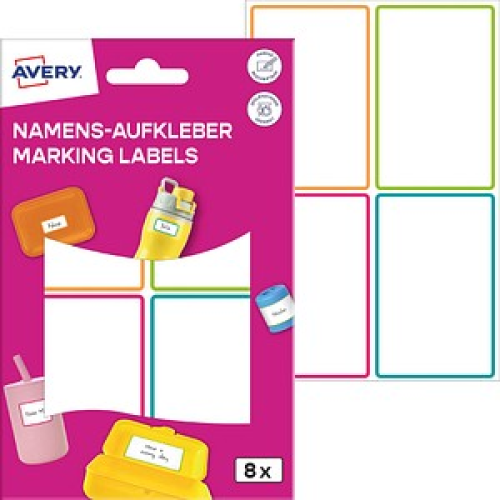 8 AVERY Zweckform Namensetiketten farbsortiert 48,0 x 70,0 mm