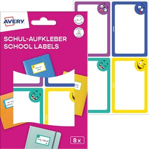 AVERY Zweckform Schuletiketten Gesichter, farblich sortiert, 8 Etiketten