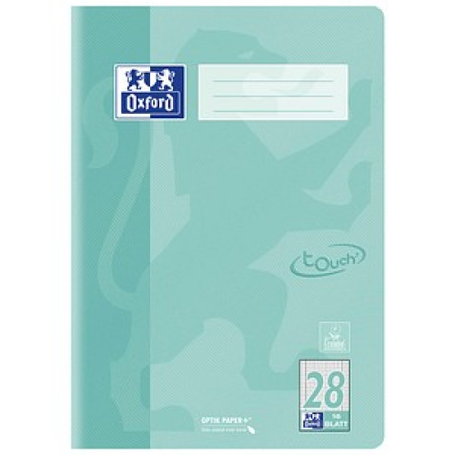 OXFORD Schulheft TOUCH Lineatur 28 kariert DIN A4 mit Rand, 16 Blatt