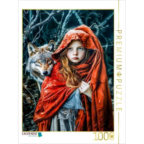 CALVENDO Puzzle Rotkäppchen und der Wolf | 1000 Teile Lege-Größe 64x48cm Foto-Puzzle für glückliche Stunden