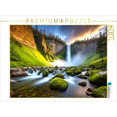 CALVENDO Puzzle Wasserfallfluss - Verborgenes Hochland | 1000 Teile Lege-Größe 64x48cm Foto-Puzzle für glückliche Stunden