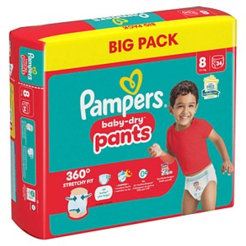 Pampers® Windeln baby-dry™ BIG PACK  Größe Gr.8 (17+ kg) für Kids und Teens , 34 St.