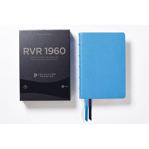 Vida Rvr 1960-Reina Valera 1960 - Rvr60, Santa Biblia, Colección Premier, Letra Gigante, Interior a DOS Colores, Piel Genuina de Cabra, Azul, Comfort Print