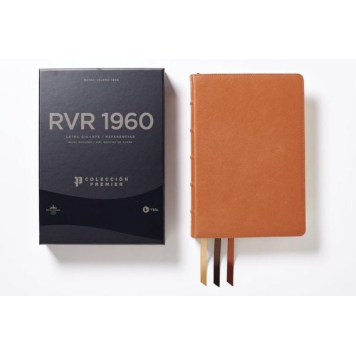 Vida Rvr 1960-Reina Valera 1960 - Rvr60, Santa Biblia, Colección Premier, Letra Gigante, Interior a DOS Colores, Piel Genuina de Cabra, Caramelo, Comfort Print