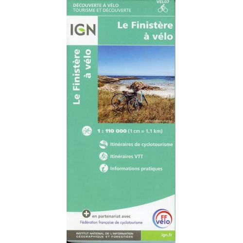 Collectif Ign - Le Finistère à vélo 1:100 000