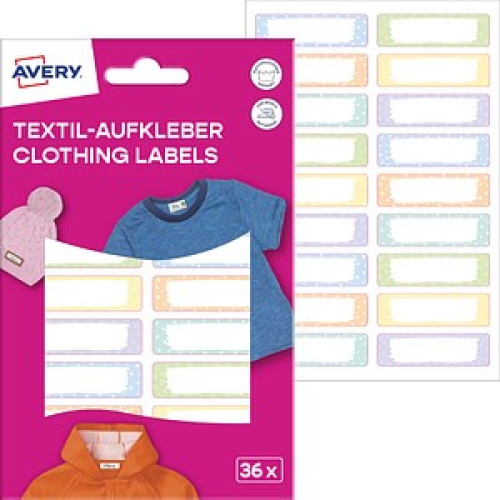 36 AVERY Zweckform Namensetiketten farbsortiert 46,0 x 13,0 mm