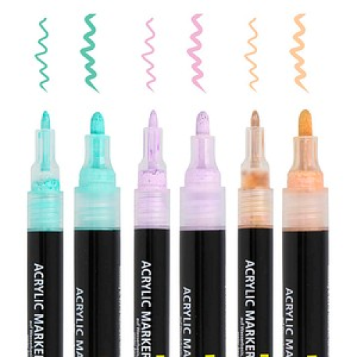 ONLINE® Pastell Lettering Acrylstifte-Set farbsortiert 0,7 + 3,0 mm, 6 St.