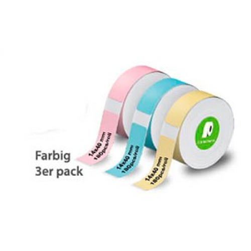 OLYMPIA Etikettenrolle für Etikettendrucker farbig sortiert, 14,0 x 40,0 mm, 3 x 180 Etiketten