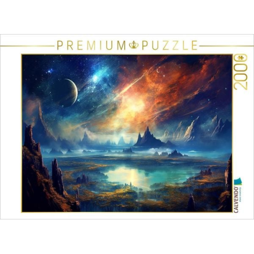 CALVENDO Puzzle Science Fiction - Reise zu fremden Planeten - Wilde Oberfläche | 2000 Teile Lege-Größe 90x67cm Foto-Puzzle für glückliche Stunden