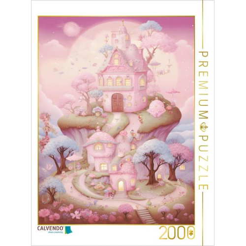 CALVENDO Puzzle Süße Häuser im rosa Wunderland | 2000 Teile Lege-Größe 90x67cm Foto-Puzzle für glückliche Stunden