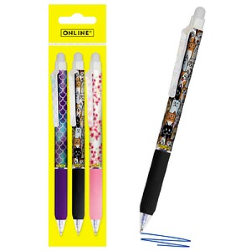 ONLINE® magiXX Design Girls Gelschreiber lila, rosa, schwarz 0,7 mm, Schreibfarbe: blau, 3 St.