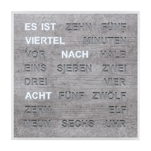 Filius 0400-7 Wort-Tischuhr Quadratische Wortuhr Betongrau 20 cm