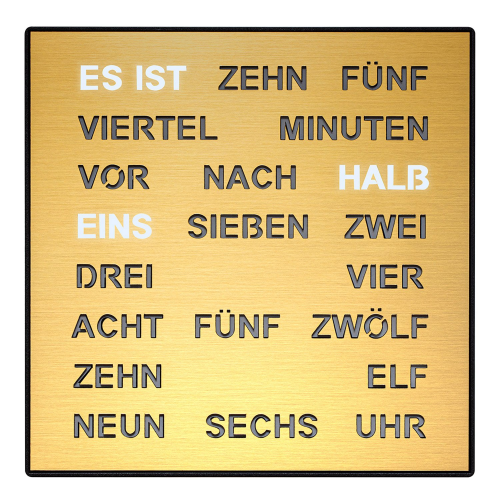 Filius 0401-9 Wortuhr Tisch- und Wanduhr Goldfarben 28 cm