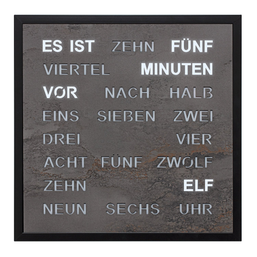 Filius 0402-4 Wort-Wanduhr Quadratische Wortuhr Anthrazit 40 cm