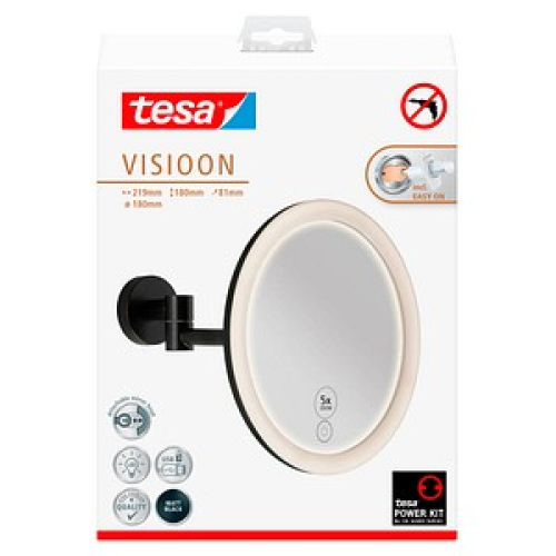 tesa Kosmetikspiegel beleuchtet VISIOON LED schwarz