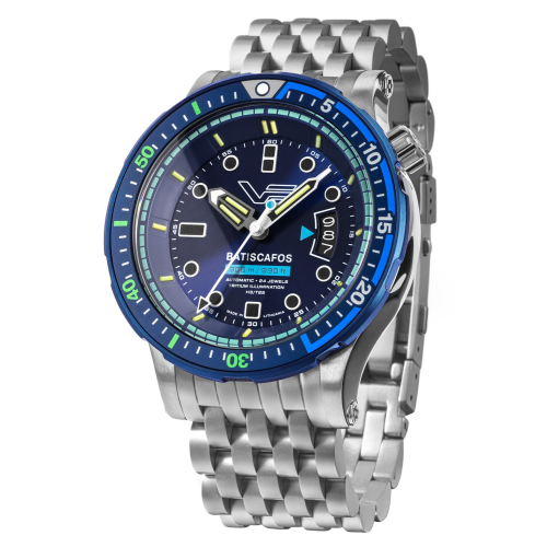 Vostok Europe NH35-511E768-B Herren-Automatikuhr Batiscafos Stahl/Blau
