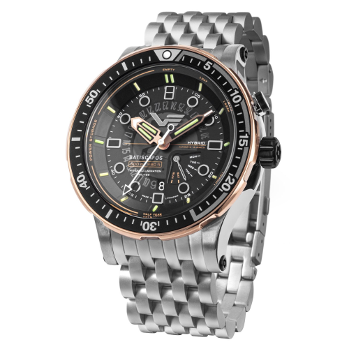 Vostok Europe PX84-511E769-B Herren-Armbanduhr Hybrid Batiscafos Stahl/Schwarz
