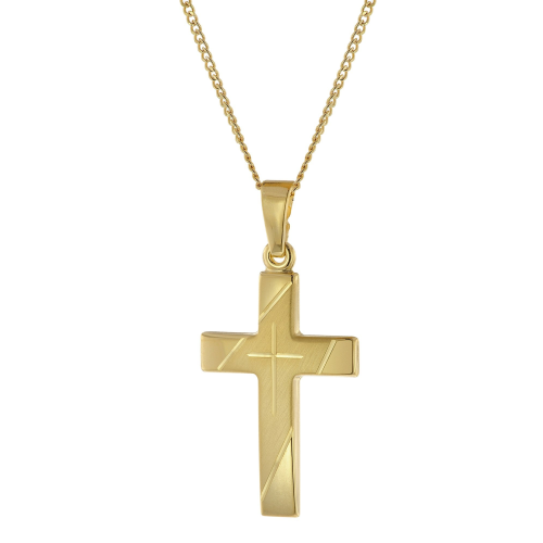 trendor 41906 Halskette mit Kreuzanhänger Gold 333/8K Kreuz 21 mm