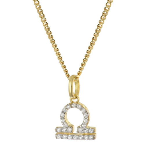 GLIZZ GL8330-07 Sternzeichen Waage Gold 333/8K an vergoldeter Silberkette